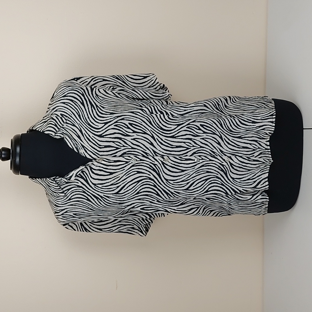 Style & Co. Collection Silk Button Up Blouse Zebra Print